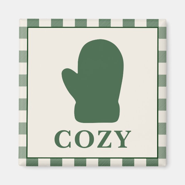 Aimant de Noël Chausson Cosy Vert Rustique (Devant)