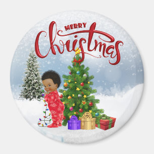 Aimant de Noël de bébé d'Afro-américain