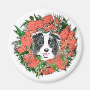 Aimant de Noël de border collie