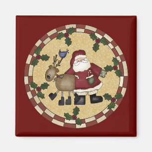 Aimant de Noël du père noël et de renne