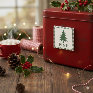 Aimant de Noël en forme de pin sylvestre vert rust