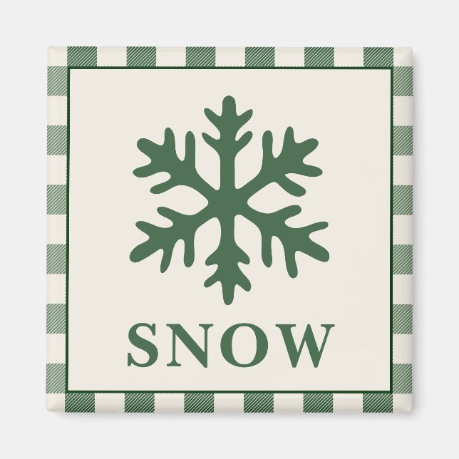 Aimant de Noël Flocon de Neige Vert Rustique (Devant)