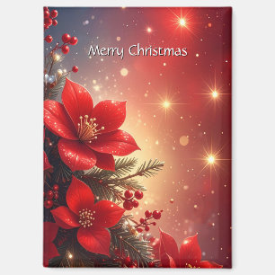 Aimant de Noël floral rouge pour les Fêtes