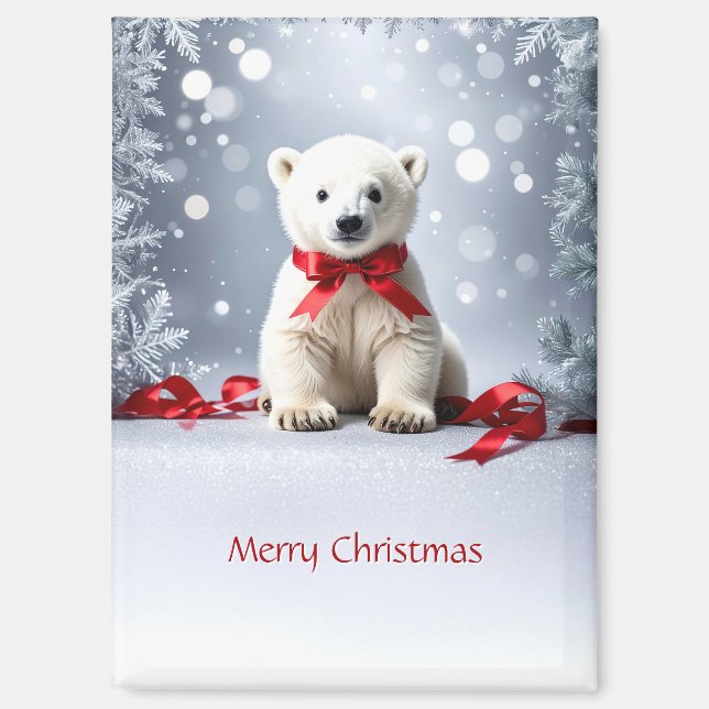 Aimant de Noël pour les vacances de l'ours polaire (Recto)