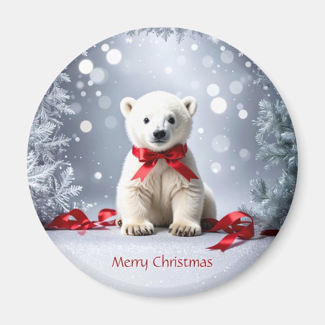 Aimant de Noël pour les vacances de l'ours polaire (Devant)