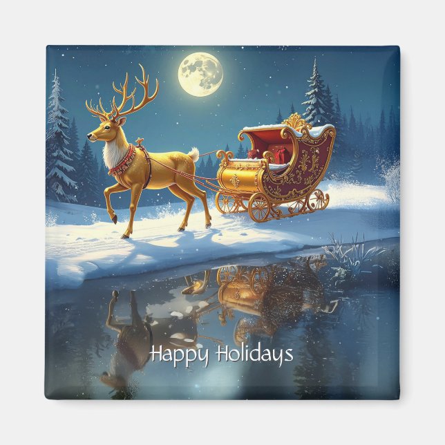 Aimant de Noël pour traîneau de réveillon de Noël (Devant)