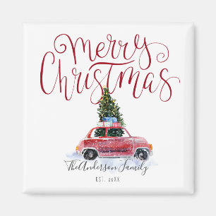 Aimant de Noël pour voiture rouge vintage