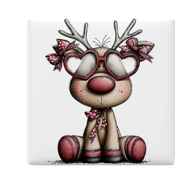 Aimant de Noël Renne Fantaisiste Cœurs (Whimsical Reindeer Hearts Christmas Magnet by PiggyPrint Sticker. by PiggyPrint Sticker.)