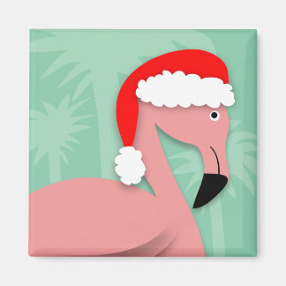 Aimant de Noël rétro - Flamant rose rose