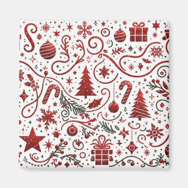 Aimant de Noël Rouge Blanc (Devant)