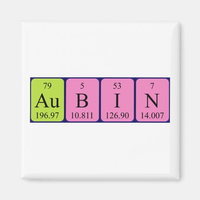 Aimant de nom de table périodique Aubin (Devant)