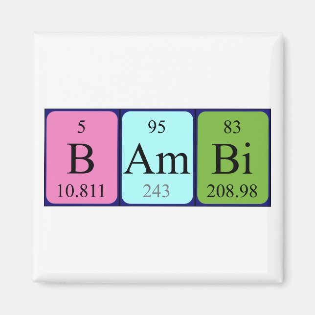 Aimant de nom de table périodique Bambi (Devant)