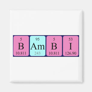 Aimant de nom de table périodique Bambi