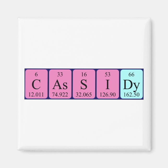 Aimant de nom de table périodique Cassidy (Devant)