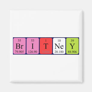 Aimant de nom de table périodique de Britney