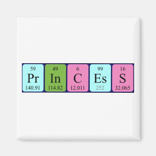 Aimant de nom de table périodique de princesse