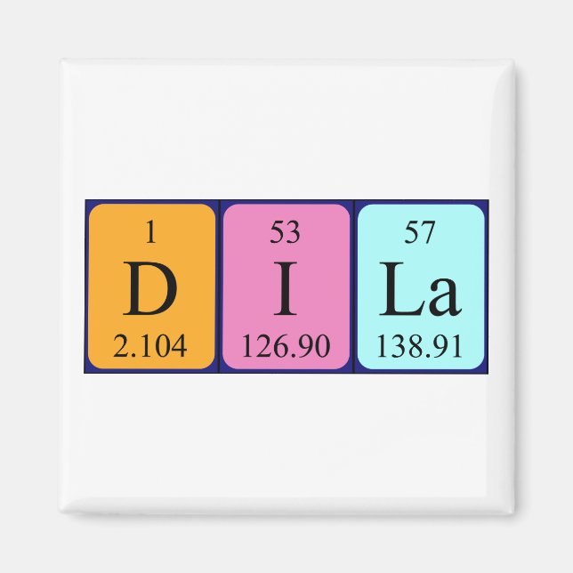 Aimant de nom de table périodique Dila (Devant)