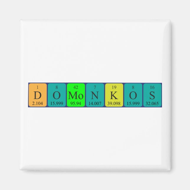 aimant de nom de table périodique Domonkos (Devant)