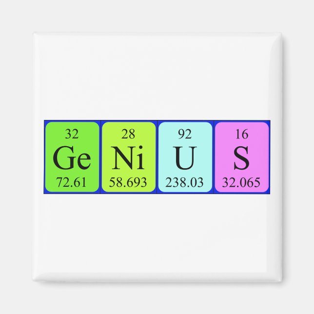 aimant de nom de table périodique du génie (Devant)