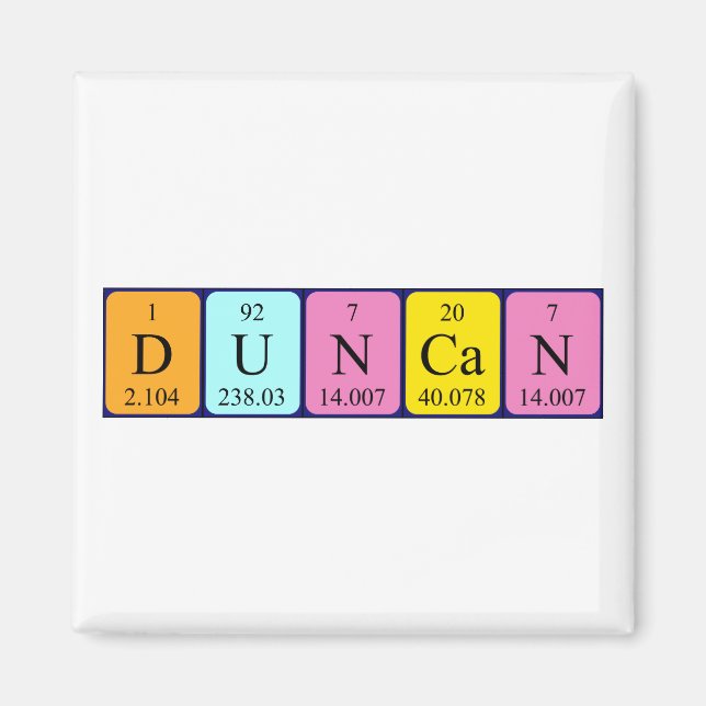 aimant de nom de table périodique Duncan (Devant)