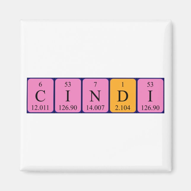 Aimant de nom de table périodique en cindi (Devant)