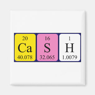 Aimant de nom de table périodique en espèces