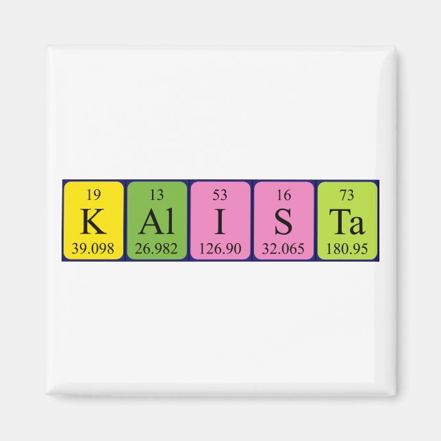 Aimant de nom de table périodique Kalista (Devant)