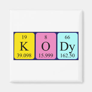 aimant de nom de table périodique Kody