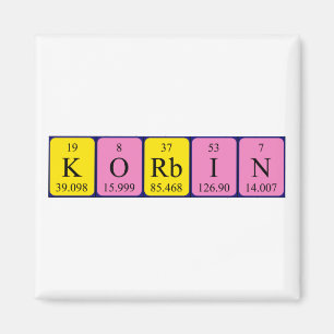 aimant de nom de table périodique Korbin