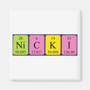 Aimant de nom de table périodique Nicki