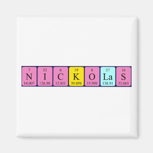aimant de nom de table périodique Nickolas