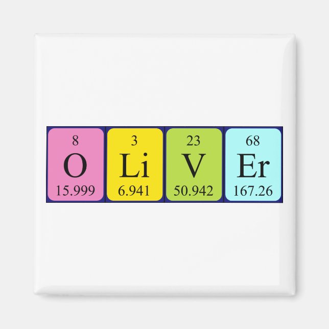 Aimant de nom de table périodique Oliver (Devant)
