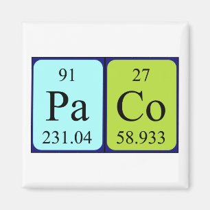 Aimant de nom de table périodique Paco