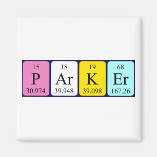 aimant de nom de table périodique Parker