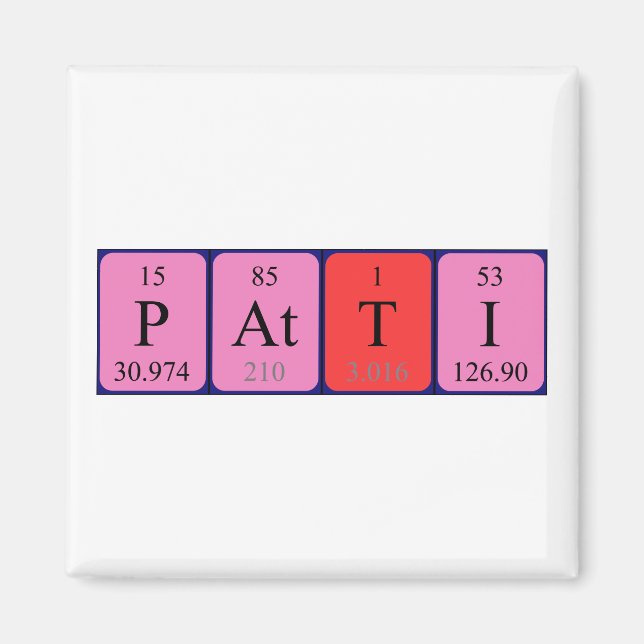 Aimant de nom de table périodique Patti (Devant)