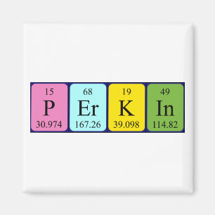 aimant de nom de table périodique Perkin