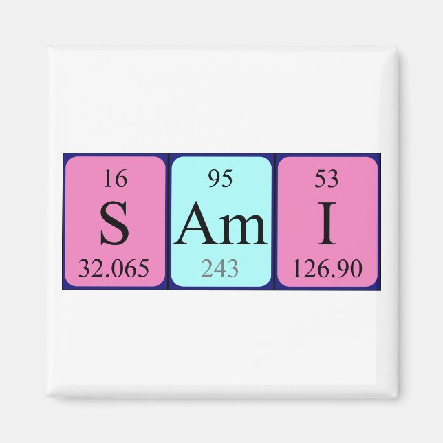 Aimant de nom de table périodique Sami (Devant)
