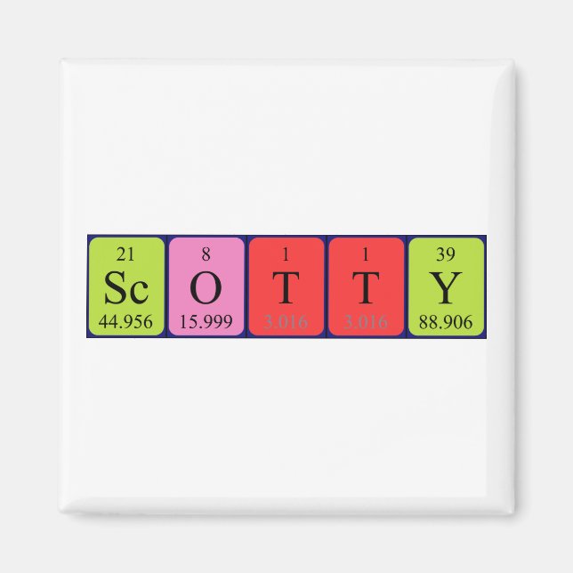 Aimant de nom de table périodique Scotty (Devant)