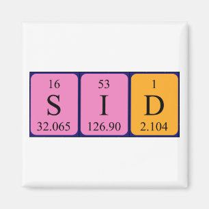 Aimant de nom de table périodique Sid