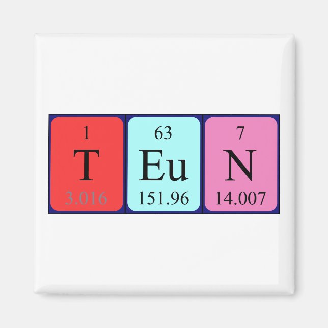 Aimant de nom de table périodique Teun (Devant)