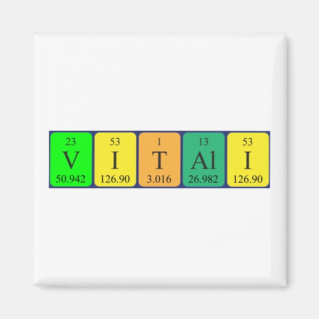 Aimant de nom de table périodique Vitali (Devant)