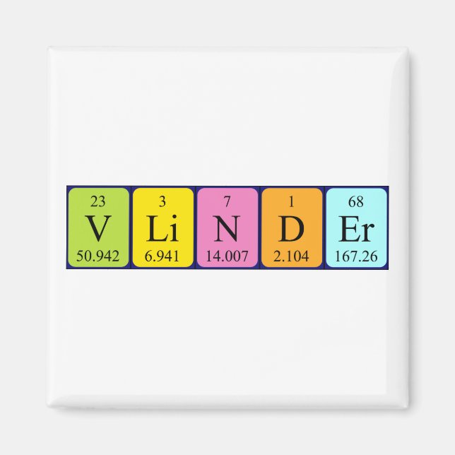 Aimant de nom de table périodique Vlinder (Devant)