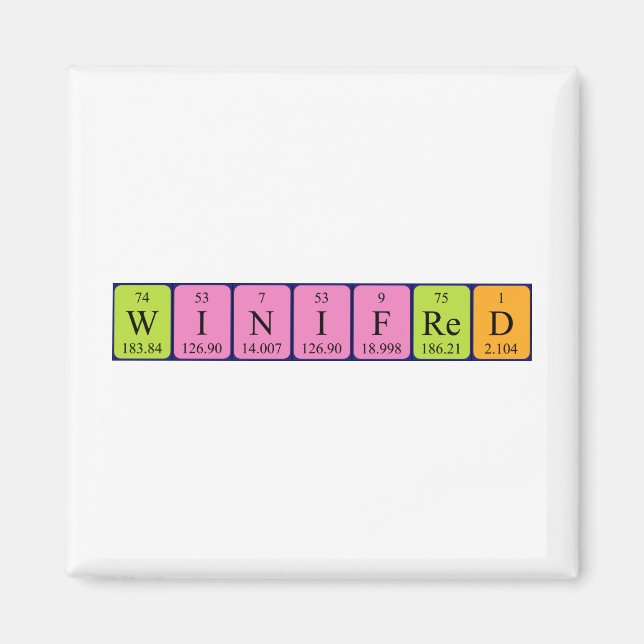 Aimant de nom de table périodique Winifred (Devant)
