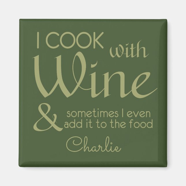 Aimant de nom personnalisé de citation de vin (Devant)