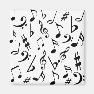 Aimant de notes musicales - noir et blanc