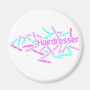 Aimant de nuage de mot de coiffeur