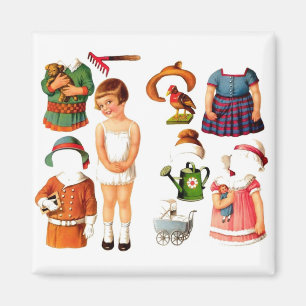 Aimant de papier vintage de poupée