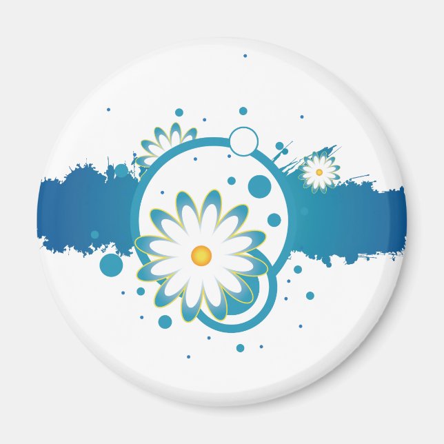 Aimant de peinture à fleurs bleues (Devant)