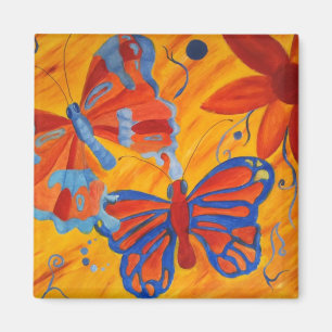 aimant de peinture à l'huile de papillons et de