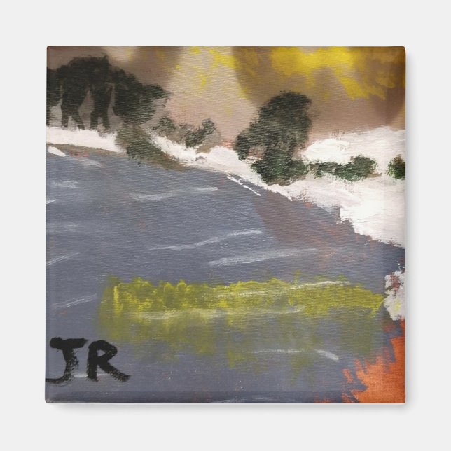 Aimant de peinture paysage de lac neigeux (Devant)